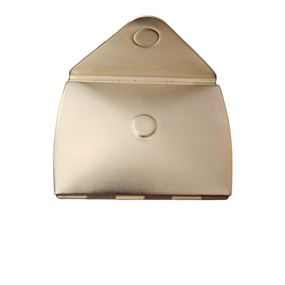 Gold Compact Mirror With Rhinestone Trim & Organza Bag For Purse Or Travel - Picture 5 of 7